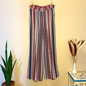 Cruel Boho Hippie Tribal Print Flowy Pants